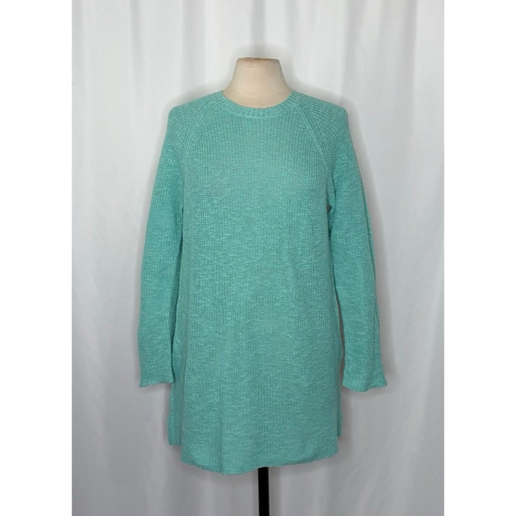 NWT! EILEEN FISHER Organic Linen Cotton Round Neck Tunic Sweater Shining Water M