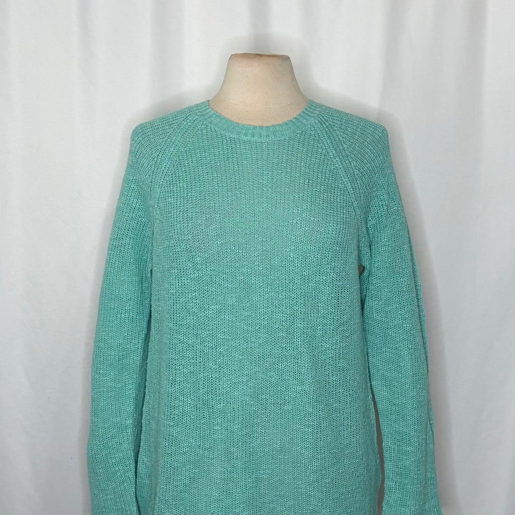 NWT! EILEEN FISHER Organic Linen Cotton Round Neck Tunic Sweater Shining Water M