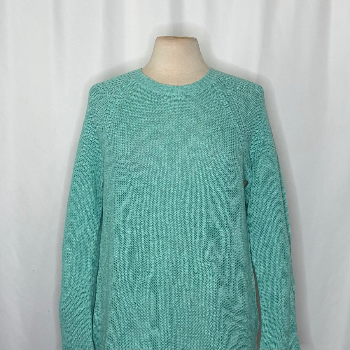 NWT! EILEEN FISHER Organic Linen Cotton Round Neck Tunic Sweater Shining Water M