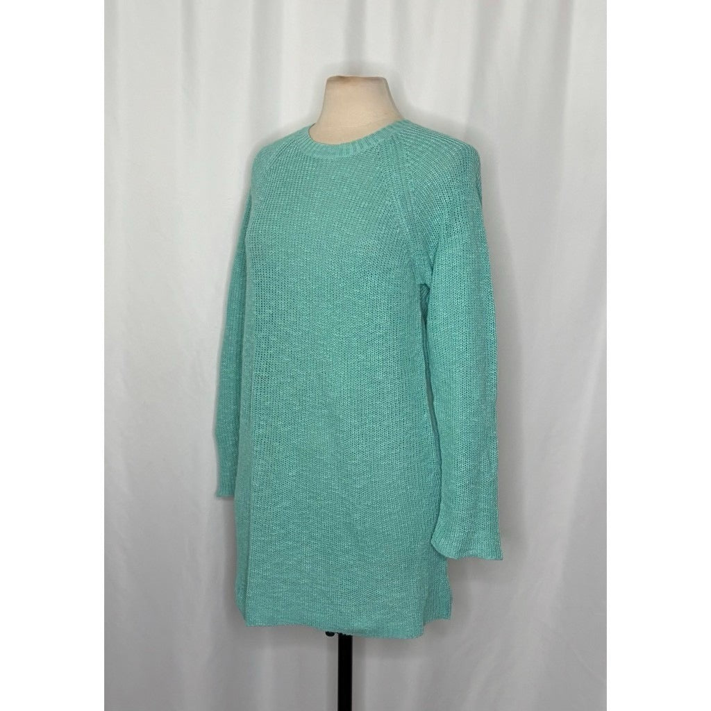 NWT! EILEEN FISHER Organic Linen Cotton Round Neck Tunic Sweater Shining Water M