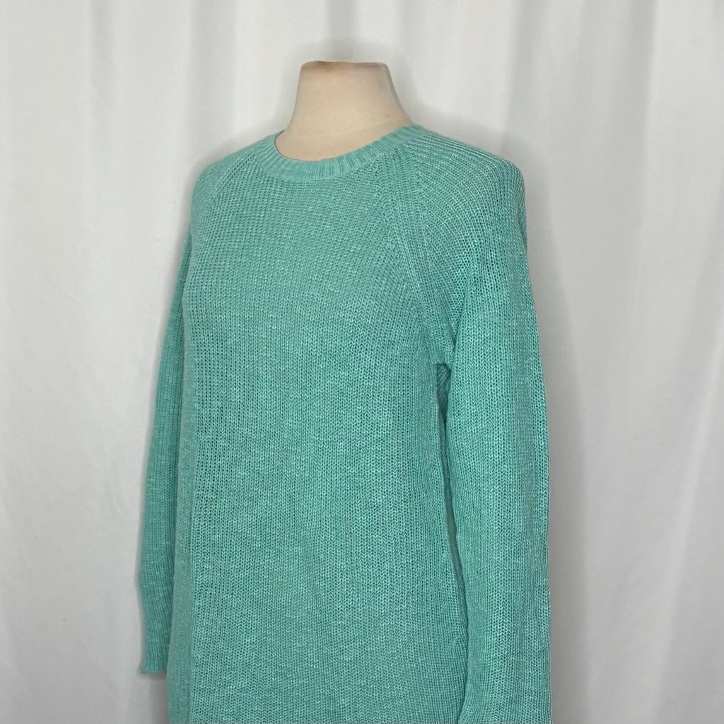 NWT! EILEEN FISHER Organic Linen Cotton Round Neck Tunic Sweater Shining Water M