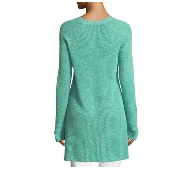 NWT! EILEEN FISHER Organic Linen Cotton Round Neck Tunic Sweater Shining Water M