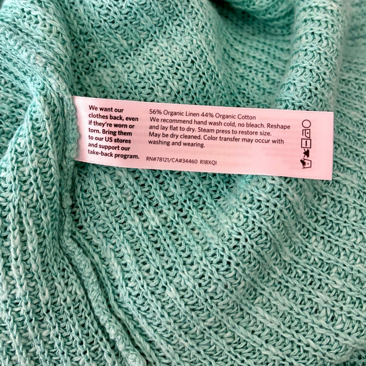 NWT! EILEEN FISHER Organic Linen Cotton Round Neck Tunic Sweater Shining Water M