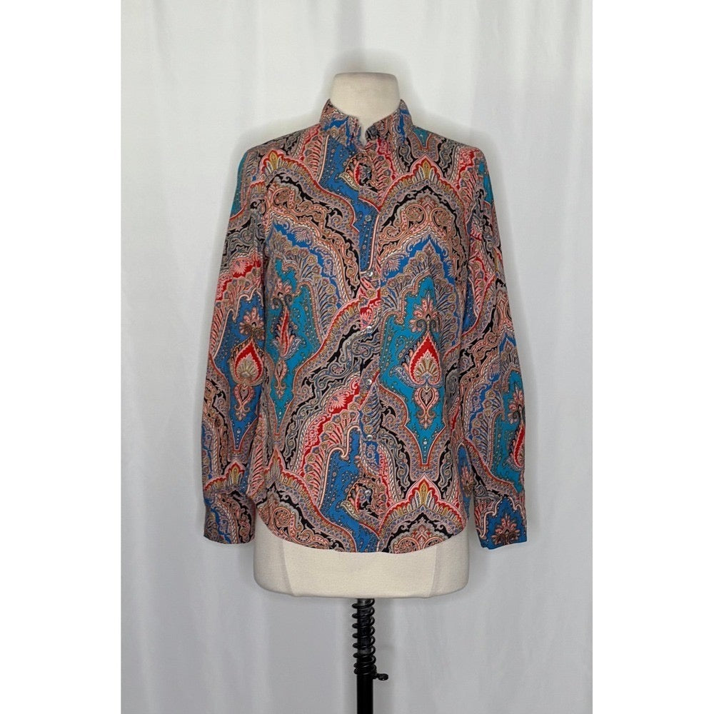 J.Crew Ratti Mediterranean Paisley Slim Perfect Shirt Size 2