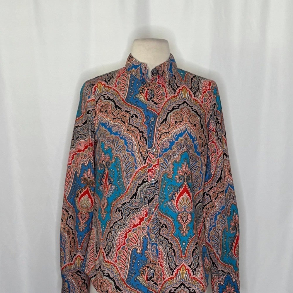 J.Crew Ratti Mediterranean Paisley Slim Perfect Shirt Size 2