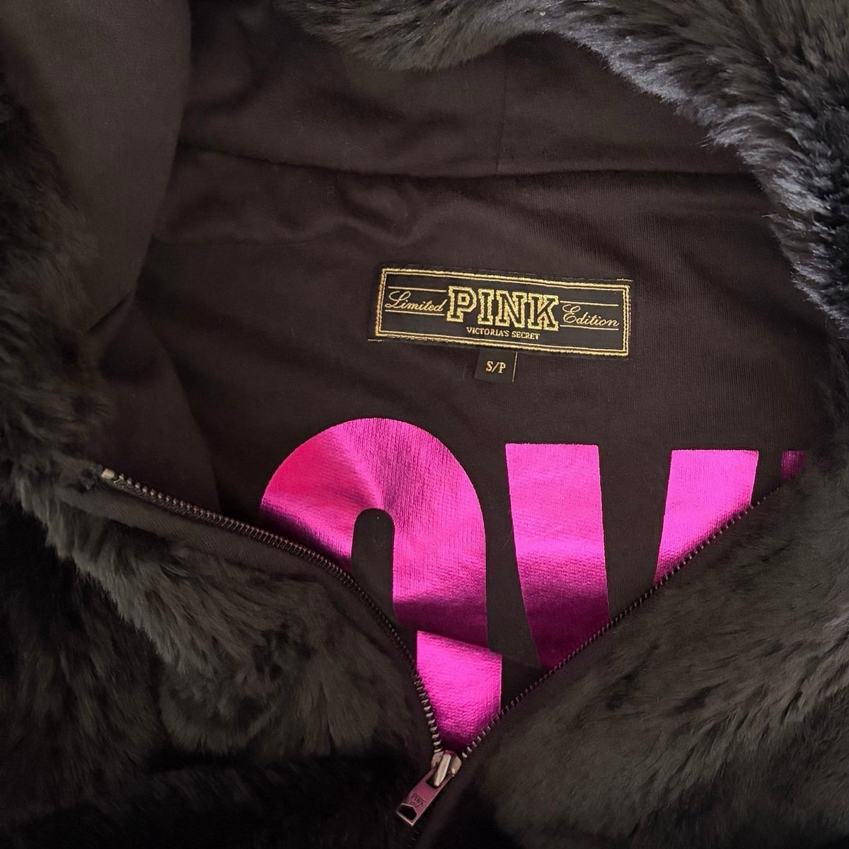Victoria's Secret PINK Limited Edition Reversible Fur Coat Black Fashion Show S