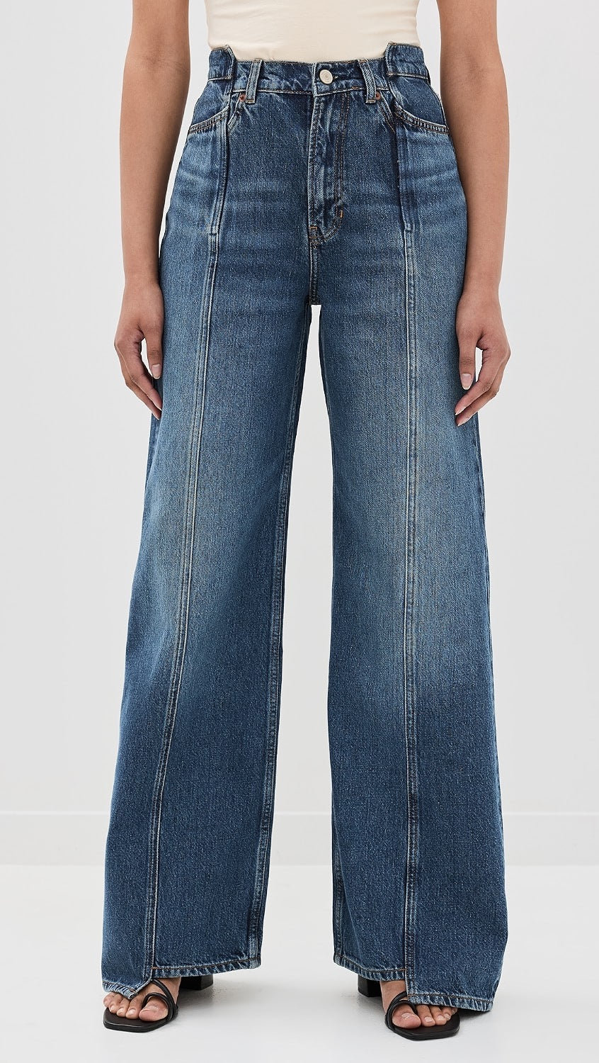 REFORMATION Cary High Rise Slouchy Wide Leg Jeans Cabo Reworked Blue Size 33