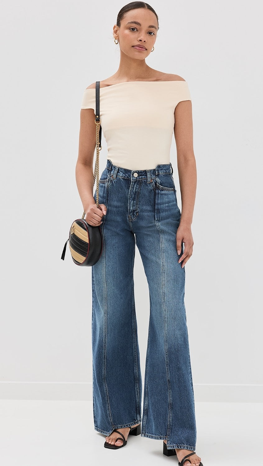 REFORMATION Cary High Rise Slouchy Wide Leg Jeans Cabo Reworked Blue Size 33