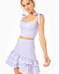 LILLY PULITZER Rosalie Lilac Gingham Crop Top Ruffle Skirt 2 Piece Size 2