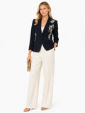 ELIE TAHARI Black Crystal Beaded Embellished Blazer One Button Glam Size 10