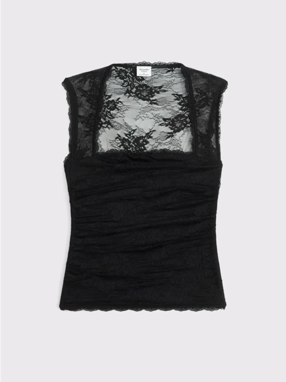 NWT!! ABERCROMBIE & FITCH Black Lace Ruched Sleeveless Top Small Whimsigoth Y2K