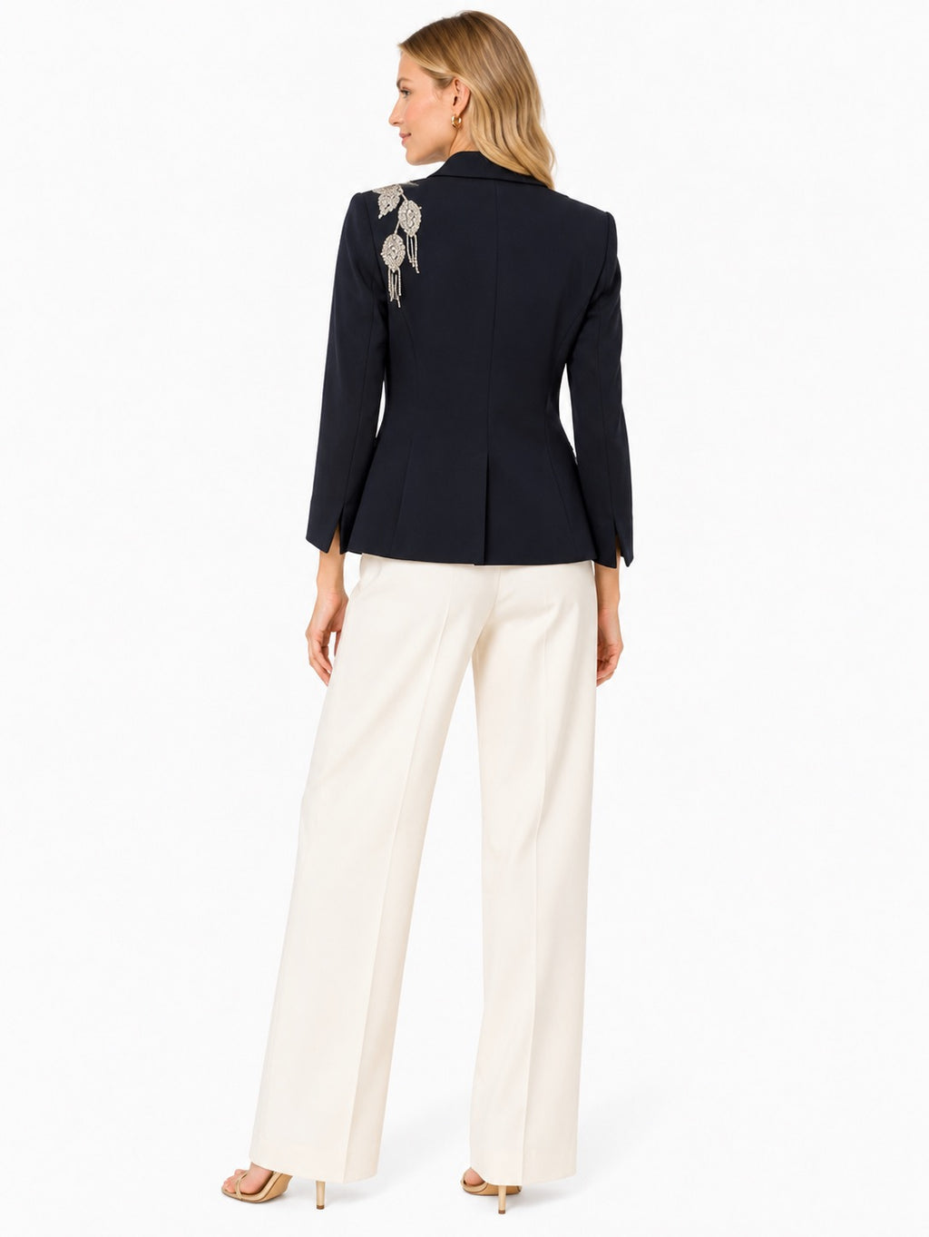 ELIE TAHARI Black Crystal Beaded Embellished Blazer One Button Glam Size 10