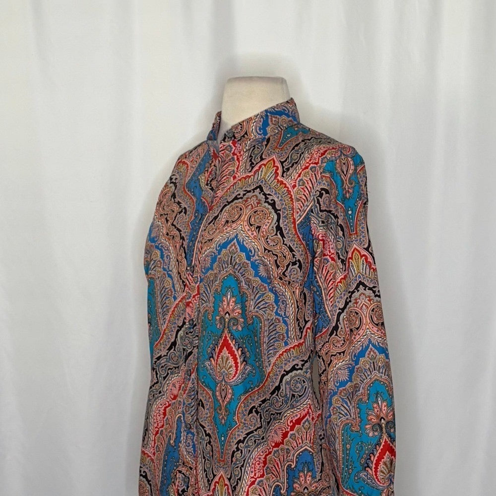 J.Crew Ratti Mediterranean Paisley Slim Perfect Shirt Size 2