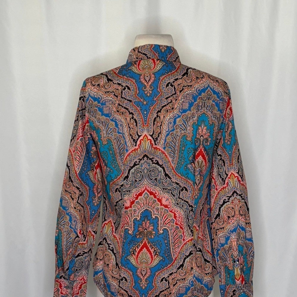 J.Crew Ratti Mediterranean Paisley Slim Perfect Shirt Size 2