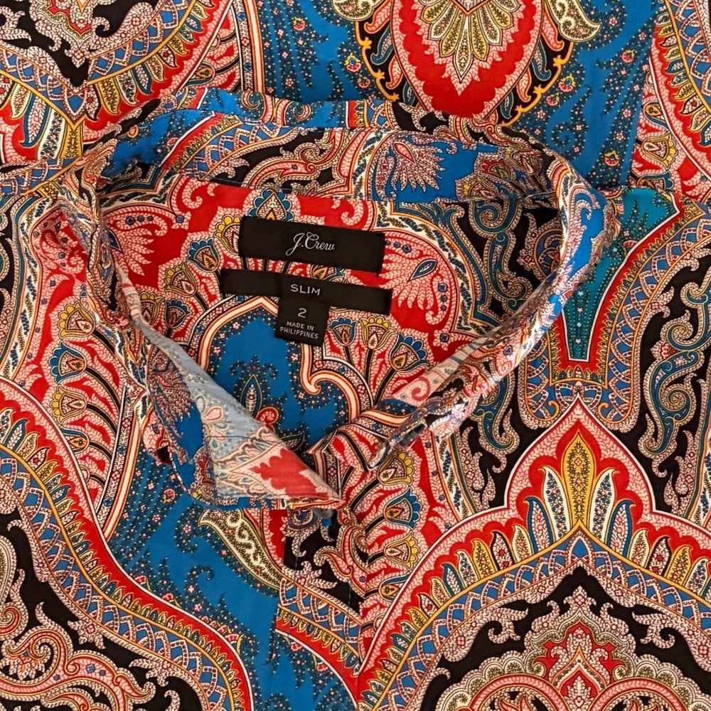 J.Crew Ratti Mediterranean Paisley Slim Perfect Shirt Size 2