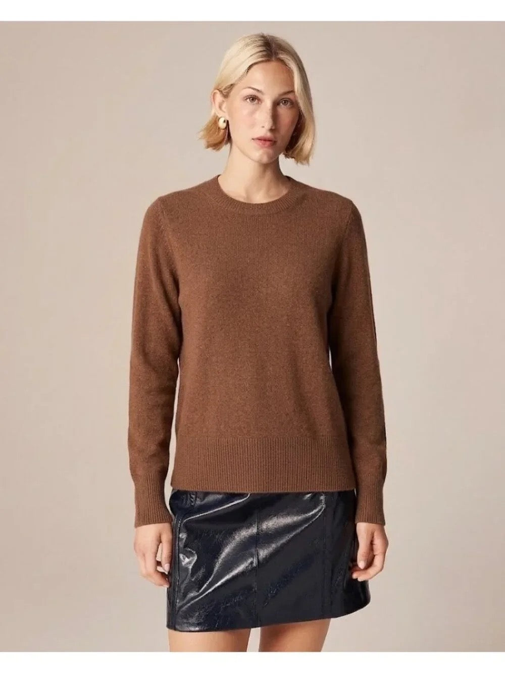 J. Crew Brown Cashmere Crewneck Sweater XS