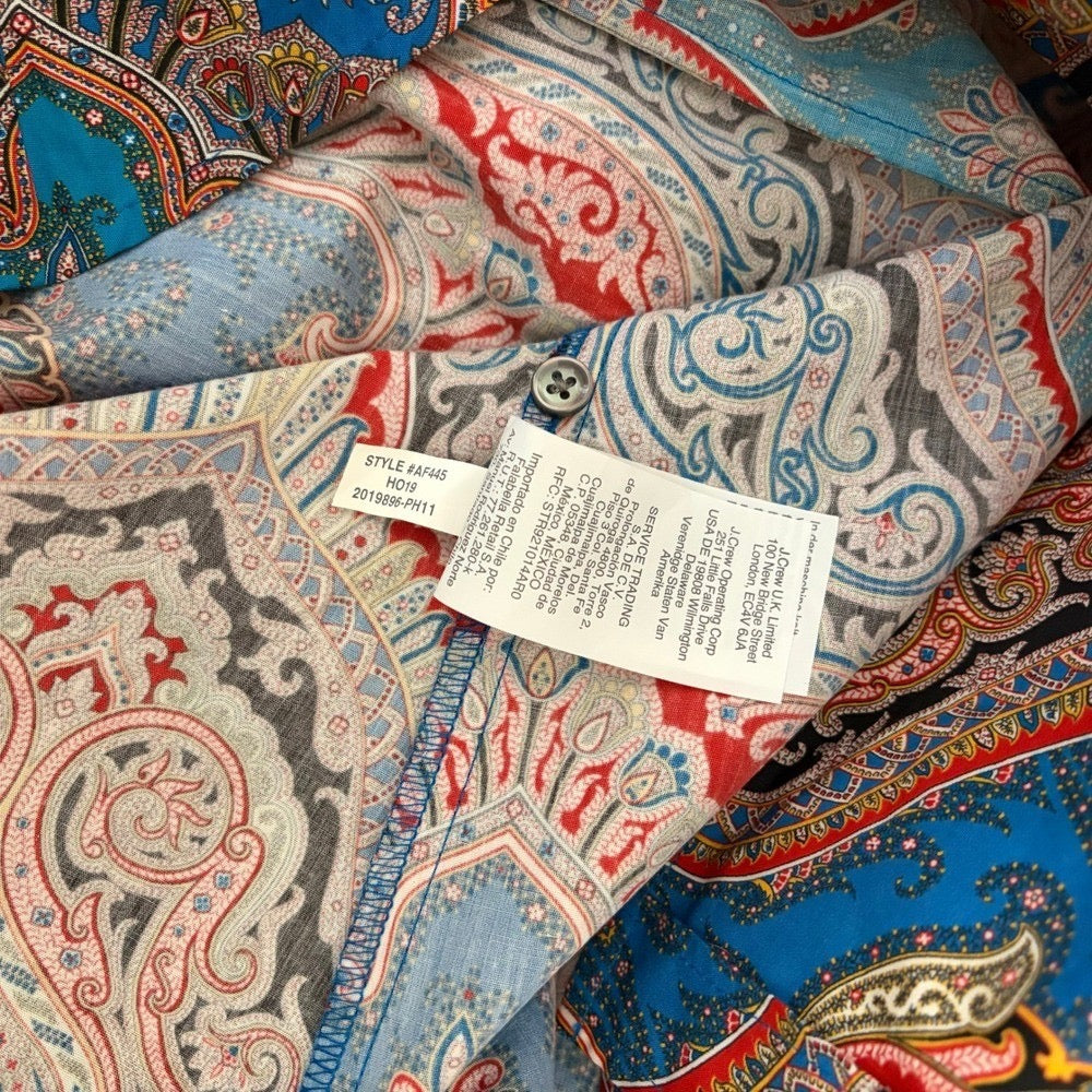 J.Crew Ratti Mediterranean Paisley Slim Perfect Shirt Size 2