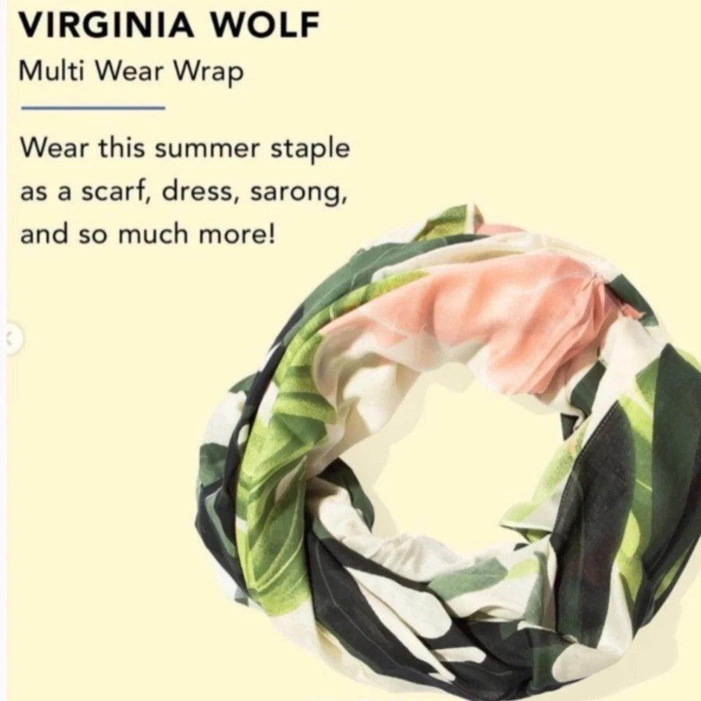 NWT!! VIRGINIA WOLF Wrap Tropical Cover Up Vacation Travel Botanical Beach