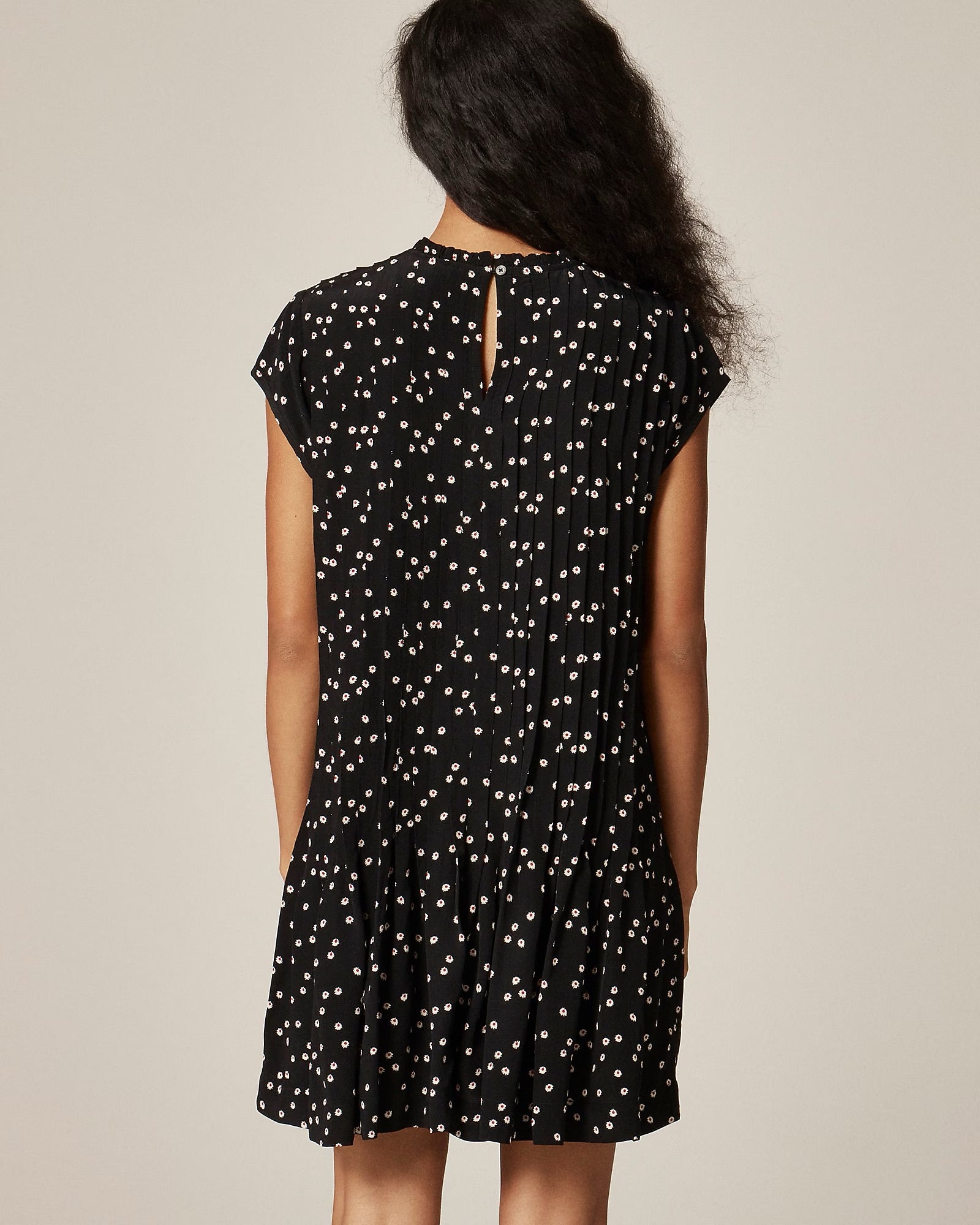 NWT J. CREW Pintuck Shift Dress Midnight Floral Print Pleated Crepe Small