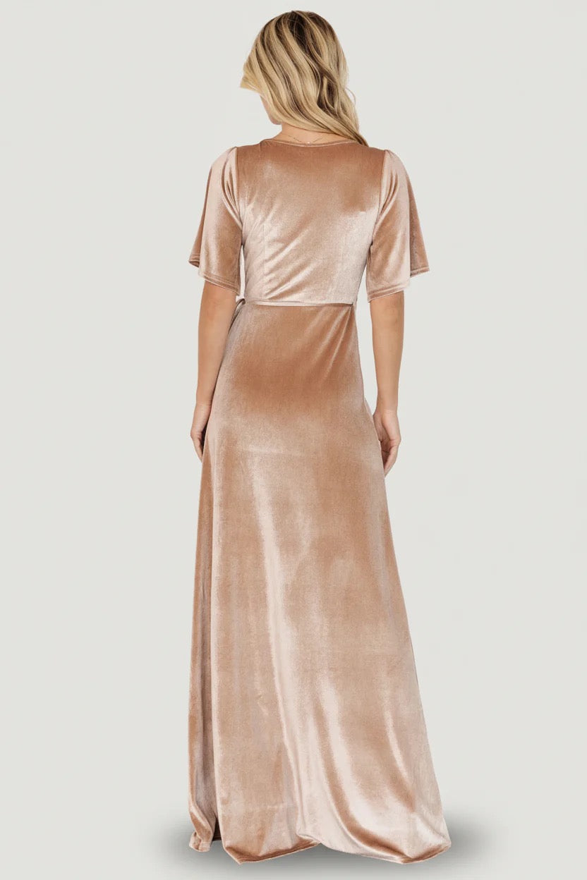 Baltic Born Meghan Velvet Wrap Maxi Dress Champagne Large