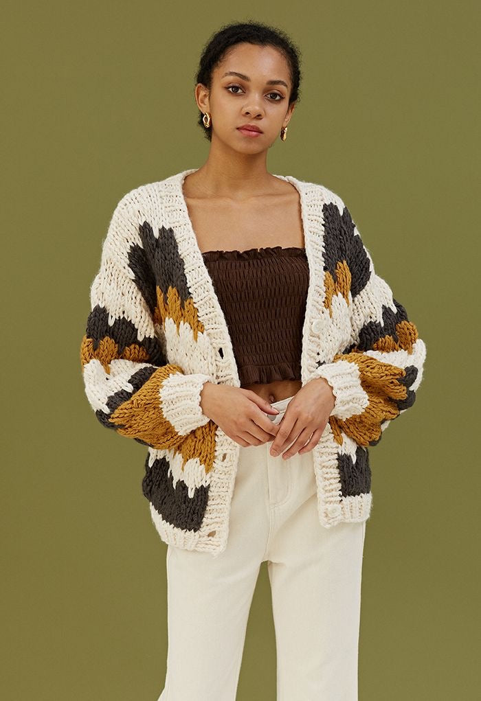 Chicwish Color Block Chunky Knit Cardigan M/L