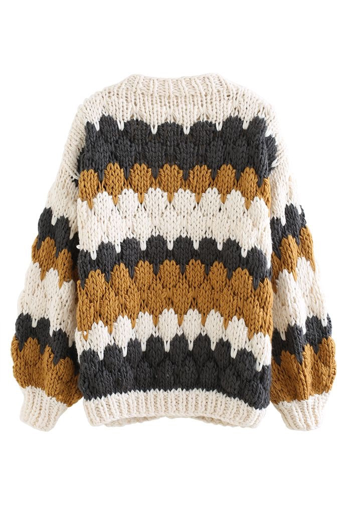 Chicwish Color Block Chunky Knit Cardigan M/L