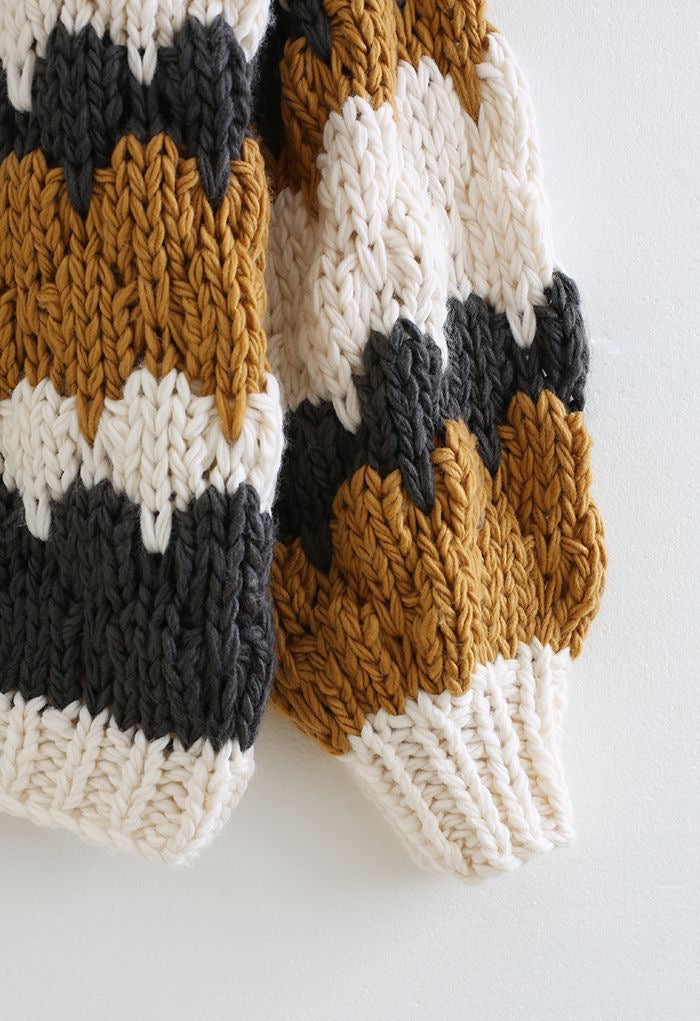 Chicwish Color Block Chunky Knit Cardigan M/L