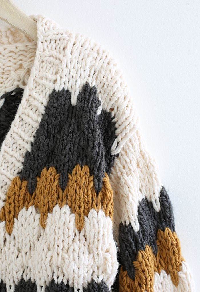 Chicwish Color Block Chunky Knit Cardigan M/L