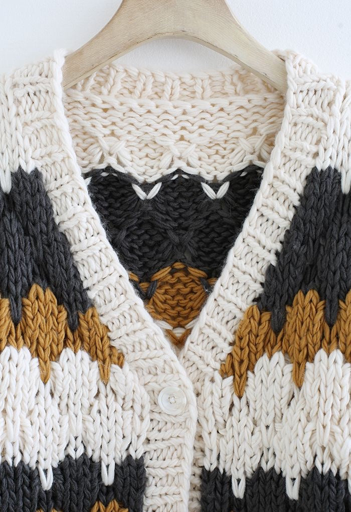 Chicwish Color Block Chunky Knit Cardigan M/L