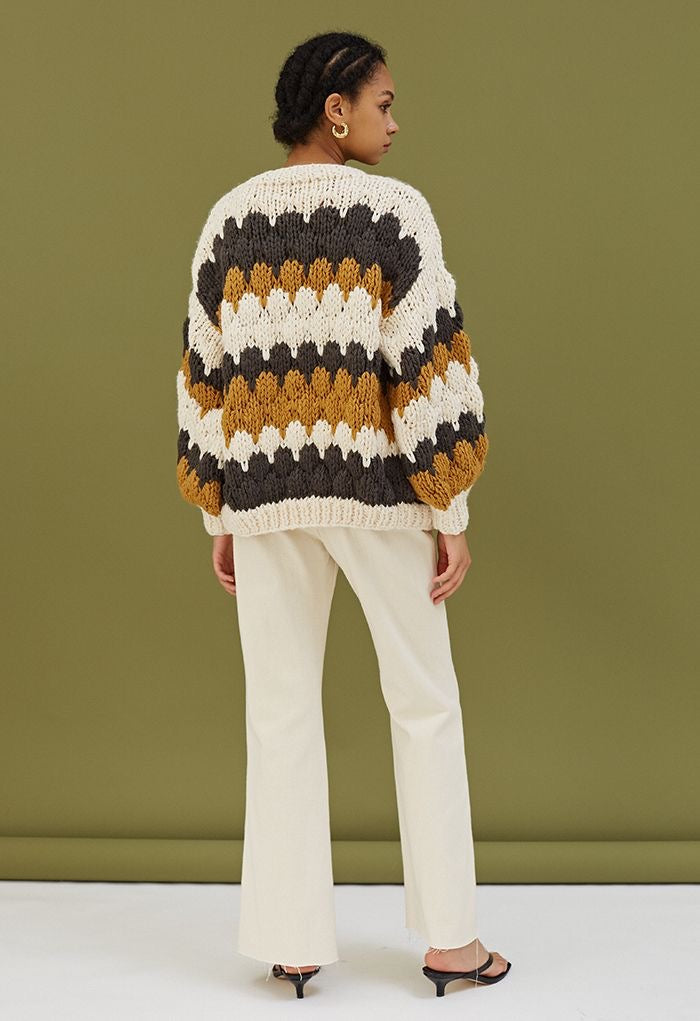 Chicwish Color Block Chunky Knit Cardigan M/L