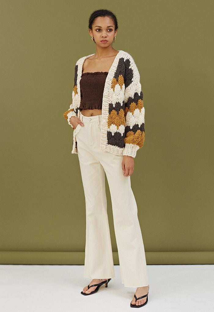 Chicwish Color Block Chunky Knit Cardigan M/L