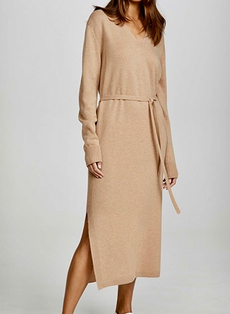 Vince Cashmere Wool Tie Waist Sweater Dress Medium