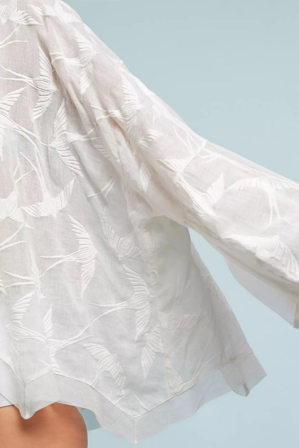 Anthropologie LILKA Shorebird Embroidered Bird Swim Cover-Up Jacket Medium Large