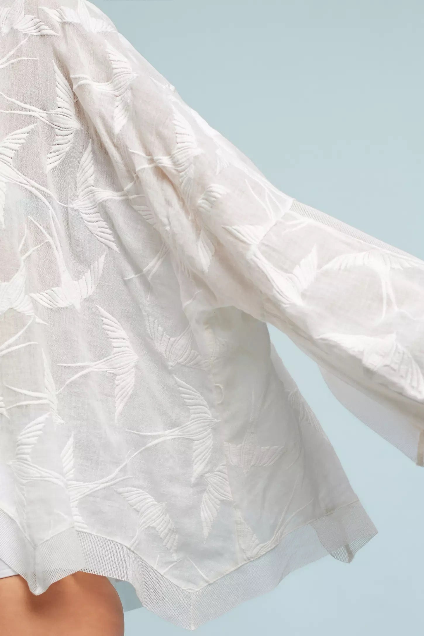 Anthropologie LILKA Shorebird Embroidered Bird Swim Cover-Up Jacket Medium Large
