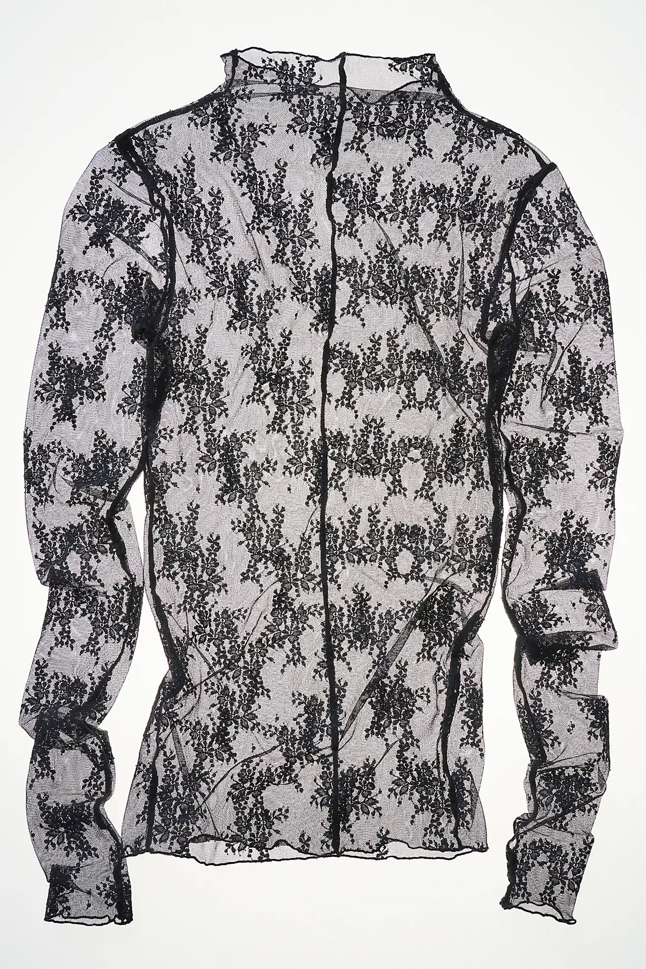 FREE PEOPLE Intimately Lady Lux Layering Top Floral Sheer Mesh Black Large