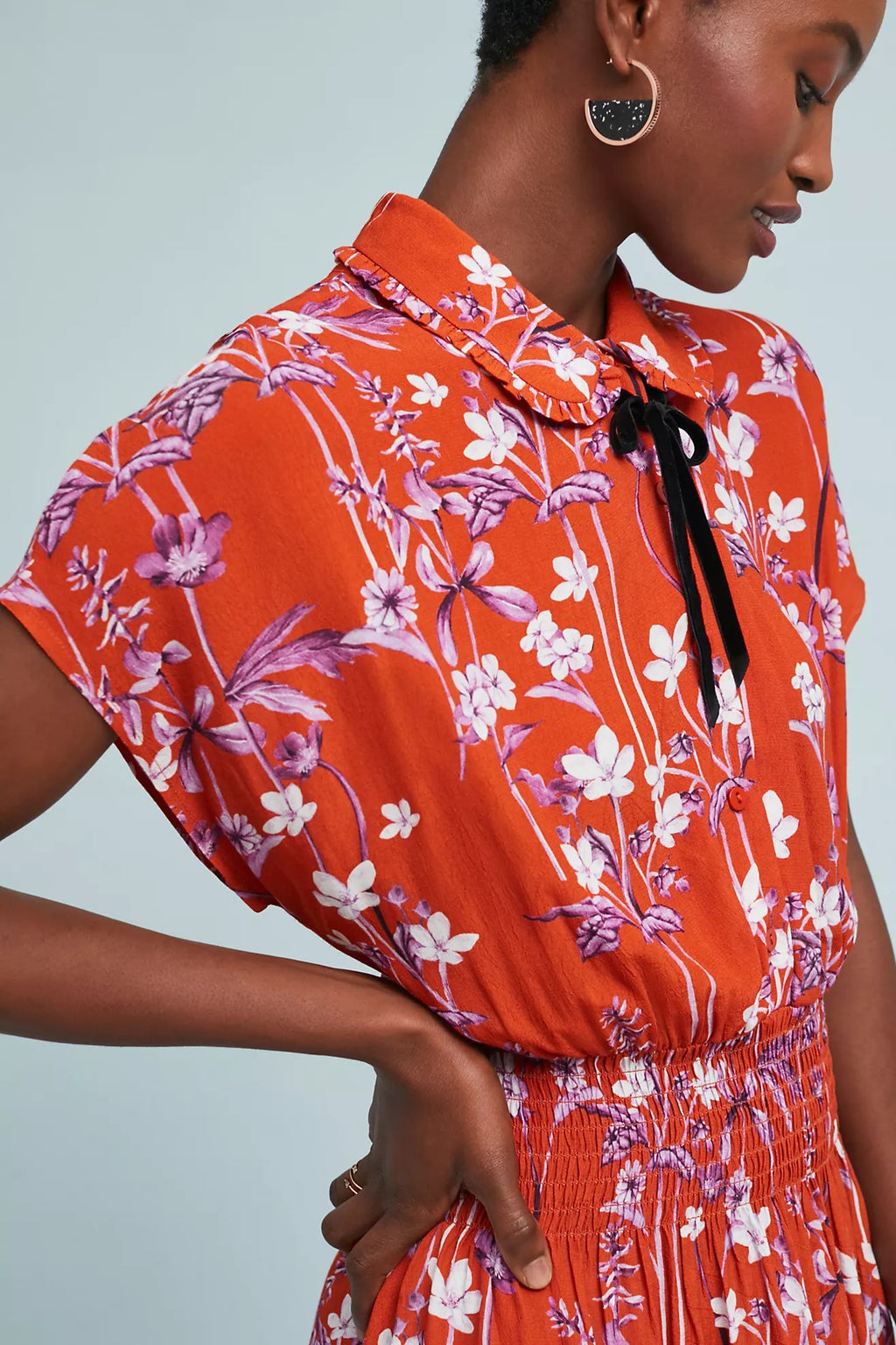 Anthropologie COREY LYNN CALTER Clementine Floral Midi Dress Smocked X-Small