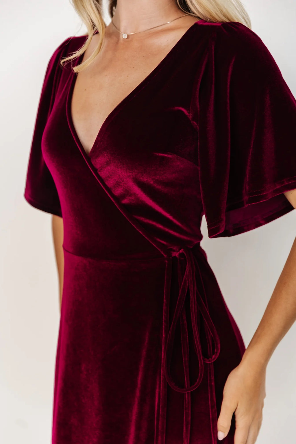 BALTIC BORN Meghan Velvet Wrap Maxi Dress Mulberry Purple Red Tie Waist X-Small