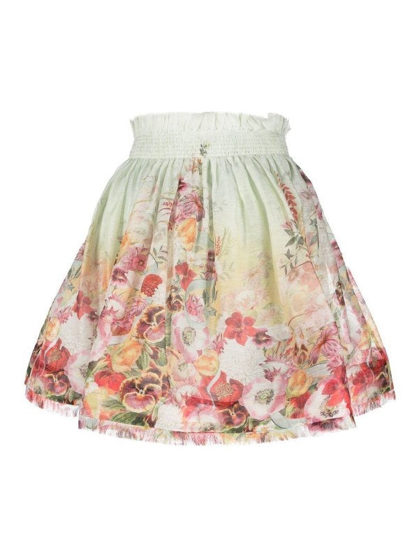 ZIMMERMANN Wonderland Floral Print Mini Skirt Poppy Ombre Size 0P 0 Petite