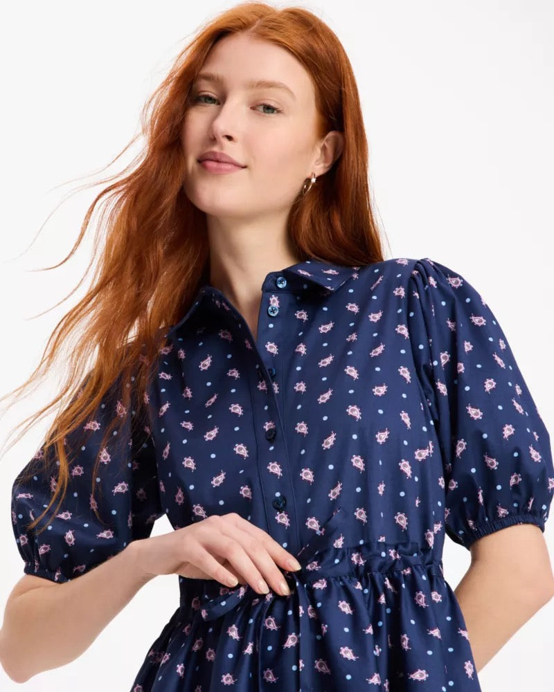 KATE SPADE New York Paisley Foulard Millie Dress Blue Purple Print Pockets Large