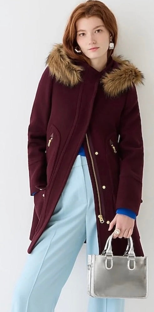 J.Crew J. CREW Chateau Parka Italian Wool Stadium Cloth Nello Gori Size 00