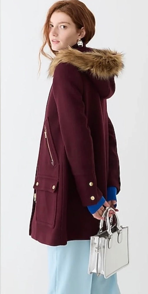 J.Crew J. CREW Chateau Parka Italian Wool Stadium Cloth Nello Gori Size 00