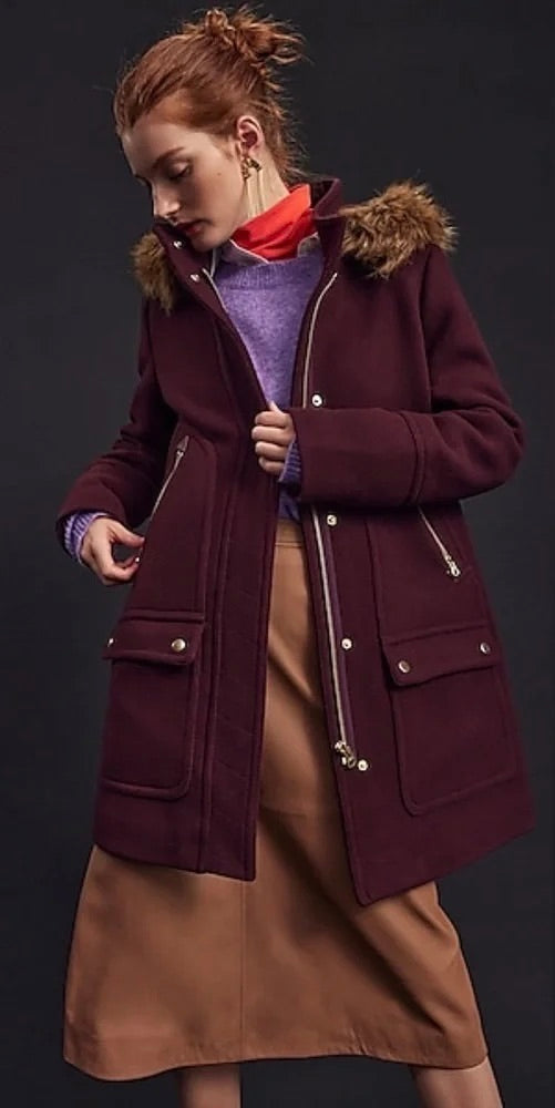 J.Crew J. CREW Chateau Parka Italian Wool Stadium Cloth Nello Gori Size 00