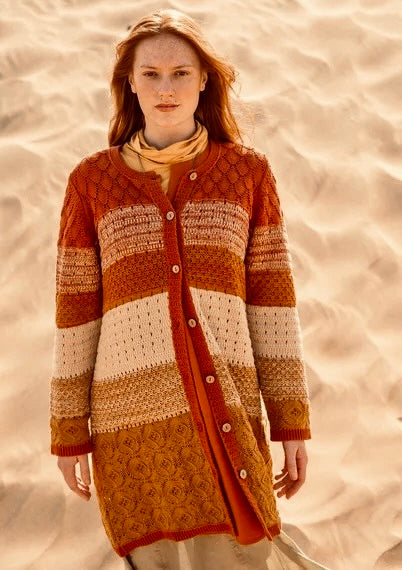 GUDRUN SJODEN Chloe Long Cardigan Sweater Ombre Buttons Henna 24 Knitwear Medium