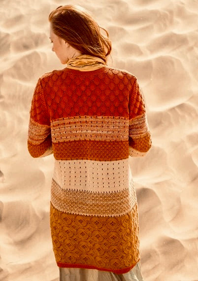GUDRUN SJODEN Chloe Long Cardigan Sweater Ombre Buttons Henna 24 Knitwear Medium