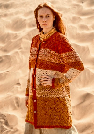 GUDRUN SJODEN Chloe Long Cardigan Sweater Ombre Buttons Henna 24 Knitwear Medium