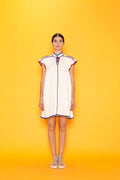 CAROLINA K Oaxaca Embroidered Crochet Tassel Mini Dress Bohemian Resort Medium