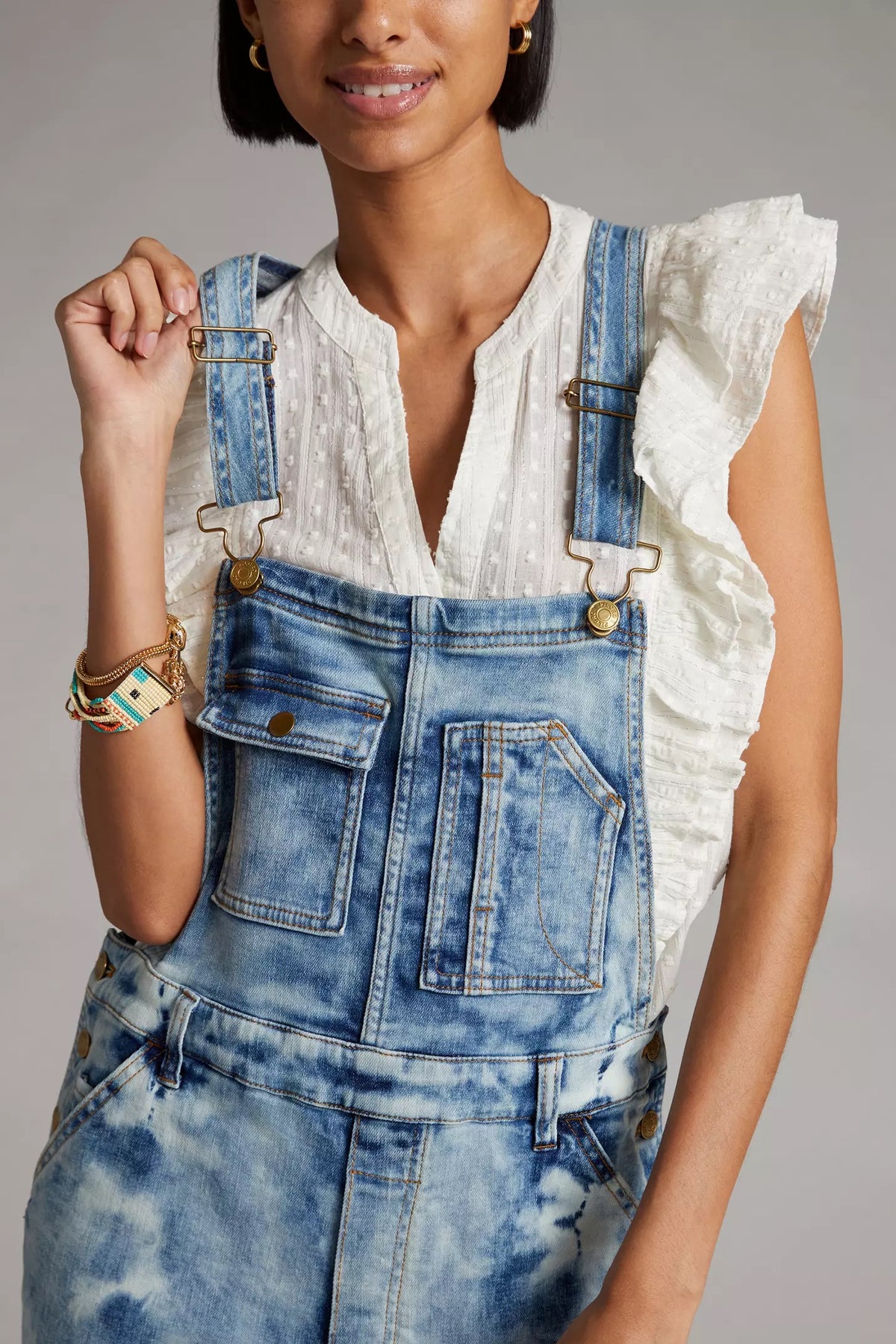 Anthropologie Pilcro Tie-Dye Denim Overalls Size 31 NWT