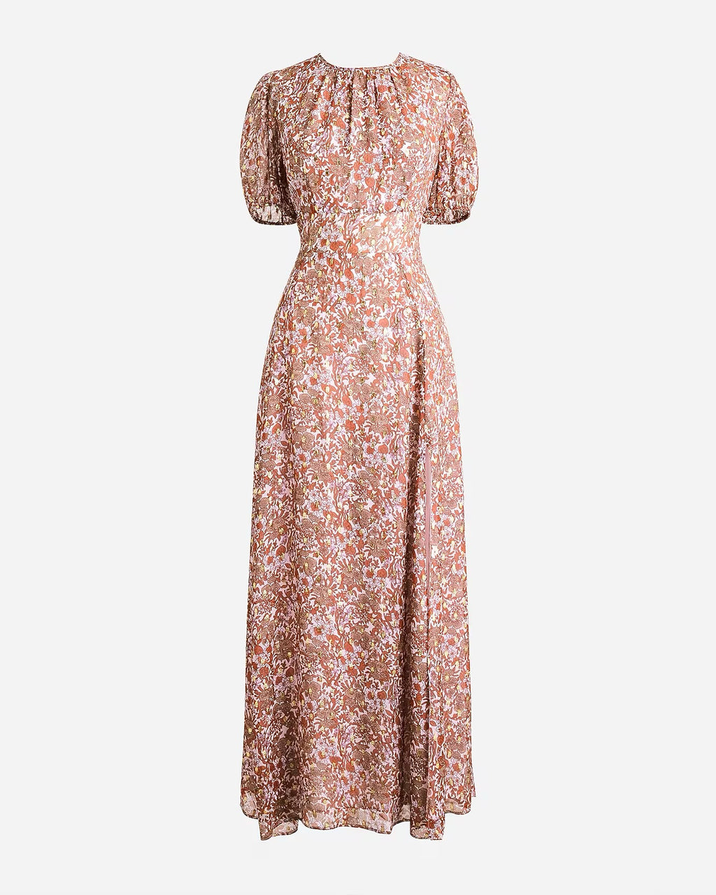 J. CREW Collection Bouquet Floral Clip-Dot Cutout Maxi Dress Metallic Size 6