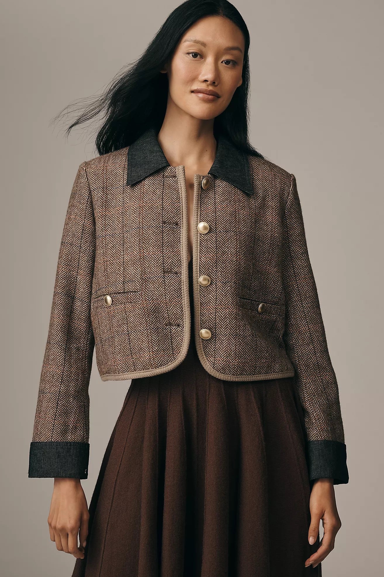 Anthropologie MAEVE Wool Blend Shrunken Heritage Lady Jacket Blazer Cropped XS