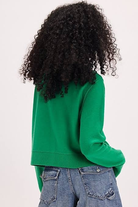 NWT FREE PEOPLE Nocturnal Wool Cashmere Cardigan Jade Green Solid Sweater Medium